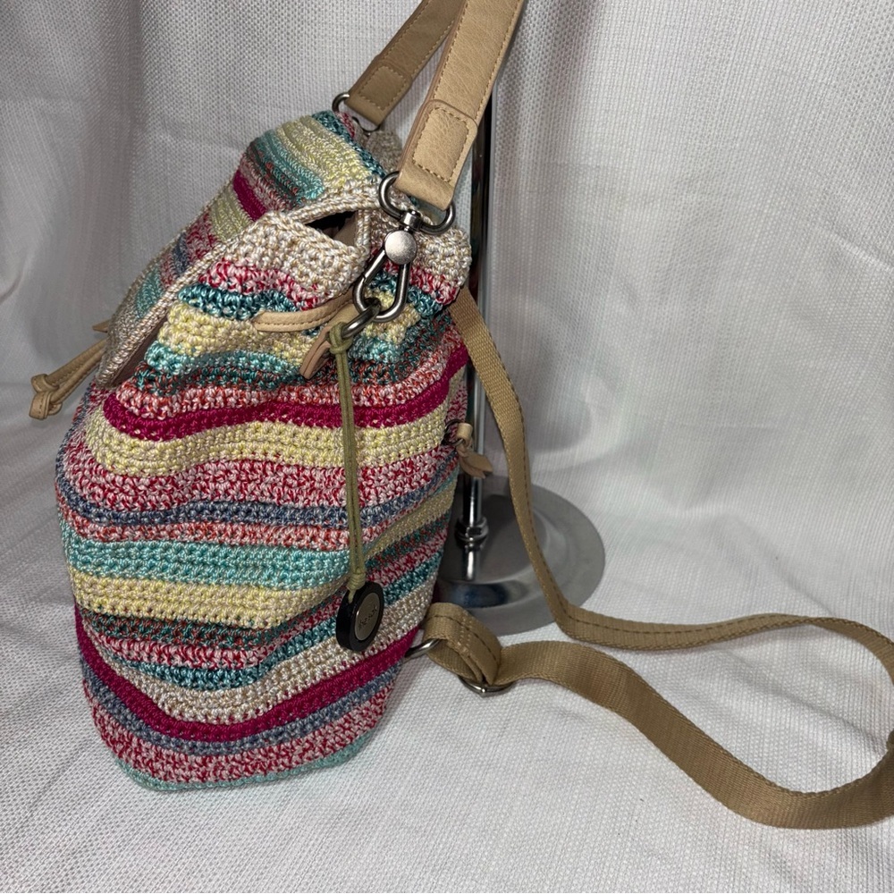 The Sal Sayulita Multicolor Eden Stripe Crochet Backpack - Picture 4 of 8